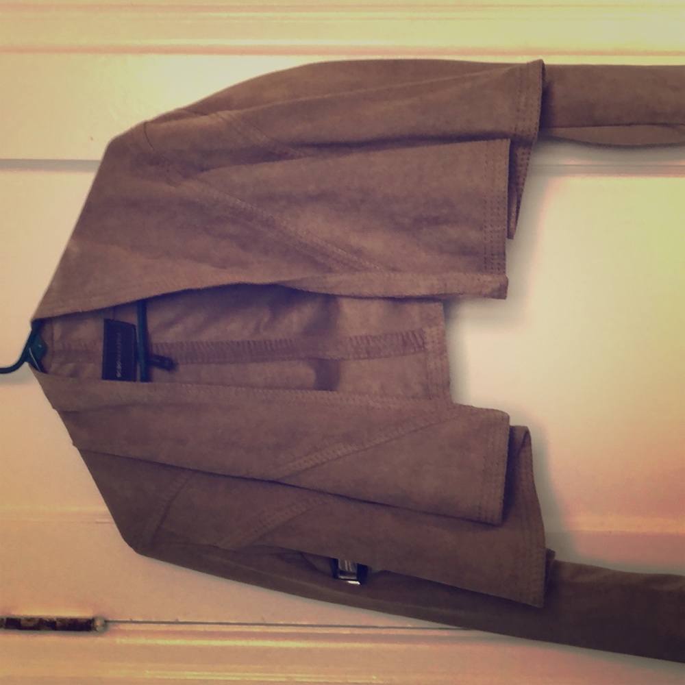 Suede bcbg maxazaria taupe crop jacket